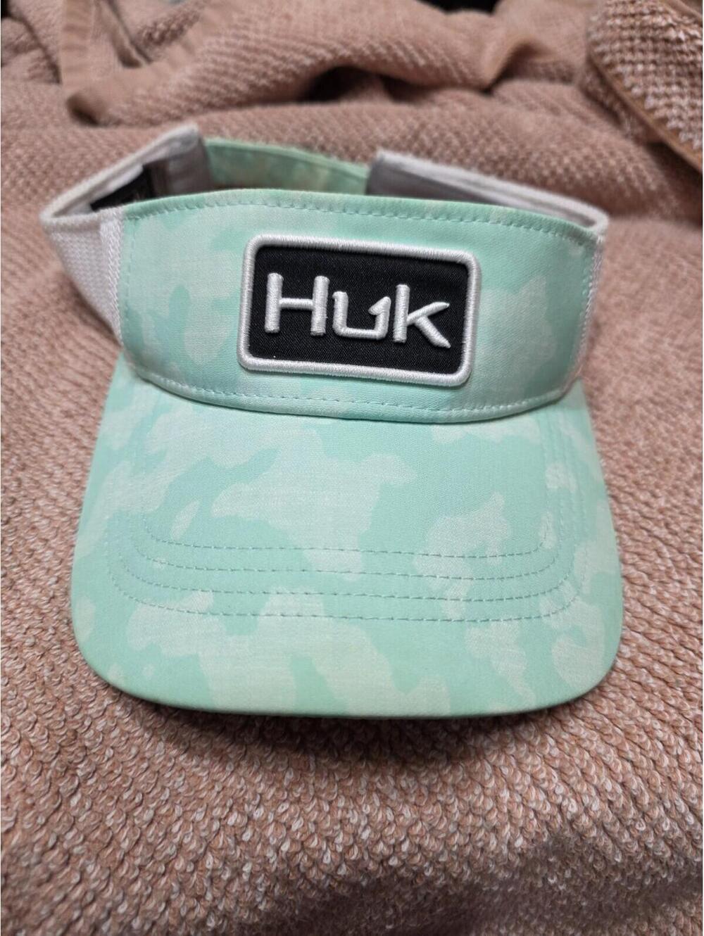 Huk Performance Fishing Visor Hat Aqua Camo Adjustable Lightweight Cap